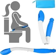 Foldable Toilet Aids for Wiping, Jhua 15.7" Long Reach Comfort Wipe Bottom Grips, Toilet Paper Aids Tools Tissue Grip Self Wipe Assist Holder, Blue
