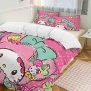 v959 Hello Kitty 3-Piece Twin Bed Set - Includes 1 Single Comforter And 2 Pillowcases Bedding - Fade Resistant Microfiber - Hello Kitty io959