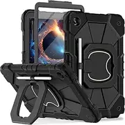 [WESOROL] Case for Samsung Galaxy Tab A9 Plus 11 Inch 2023 (SM-X210/X216/X218), Heavy Duty Galaxy Tab A9+ Tablet Case with Screen Protector 360 Rotating Handle Strap Pen Holder, Black