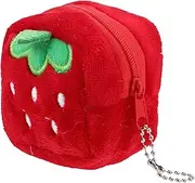 [LIFKOME] Dorable Mini Coin Purse Strawberry Design Plush Wallet for Women Girls Boys Boys and Girls Tangle Cables