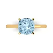 2.5 ct Cushion Cut Gemstone Solitaire Promise Ring Yellow Gold, Anniversary Gift