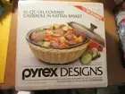Vintage 80's 1986 PYREX DESIGNS 1 1/2-QT/1.5L Covered Casserole in Rattan Basket