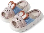 [SEAUR] Kids Slides Girls Cute Cartoon Rabbit Slippers Thick Sole Indoor Outdoor Slippers Comfy Linen House Slippers Non-Slip Sandals