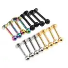 16Pcs Lip Ring 8mm Labret Bars Ear Piercing Stud Black Gold Rainbow