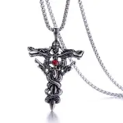 Hip Hop Stainless Steel Two Dragon Tag Pendant 24" Plated 18K Gold Square Box...