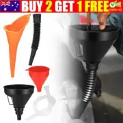 3x Fuel Funnels Set Plastic Long Neck Oil Funnels with Detachable Spout & Filter