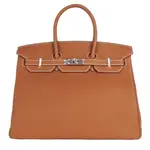 HERMES BIRKIN 35CM TOGO 牛皮柏金包(R刻/焦糖咖/銀釦)