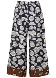 Max Mara Weekend Divo Floral-print Silk-satin Trousers - Navy - 14 (UK14 / L) 14 (UK14 / L)