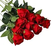 Fake Roses - 10-Pieces Artificial Roses with Stems | Artificial Rose Bouquet | Realistic Silk Rose Bouquets for Wedding Decorations Bridal Shower Arrangements Spring Home Table Decor