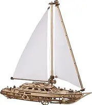 UGEARS Serenity's Dream Yacht - Wooden Ship Model Kit for Adults - 3D Puzzle DIY Boat for Enthusiasts and Men