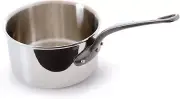 Mauviel M'Cook Ci 2.6 Qt Stainless Covered Saucepan w/Cast Iron Handle, 7 Inch