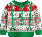 [YILEEGOO] Toddler Boys Girls Halloween Christmas Knit Sweater Long Sleeve Round Neck Witch Pumpkin Letter Ghost Embroidery Knitted Winter Warm Pullover Sweatshirts