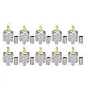 10pcs UHF PL-259 Male Crimp Connectors for RG142 LMR195 Type Coax Cable Adapter