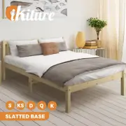 Oikiture Bed Frame Queen Double King Single Wooden Mattress Base Wood Headboard