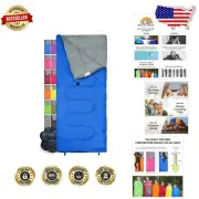 Comfortable Down-Filled Sleeping Bag for Hiking - Blue, Compact & Lightweight