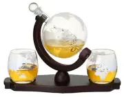 Whiskey Etched Globe Decanter Set Christmas Xmas Holiday Husband Friend Gift