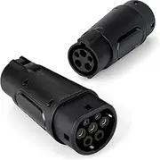 Type 1 to Type 2 Ev Charging Cable Car Charger Adapter - 32A 7.2 kW Type 1 to Type 2 Adapter Charger Adapter - 1-Phase Black Connector with Dust Bag, Protective case