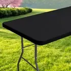 Rectangle Table Cloth Waterproof Elastic Fitted Tablecloth for 6 Foot Folding...