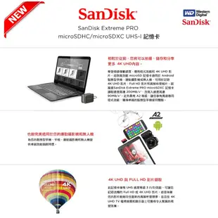 【SanDisk 晟碟】Extreme Pro microSDXC UHS-I V30 A2 32G~256GB 記憶卡