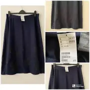 H&M Skirt Navy Blue Casual Midi Ladies Size Large RRP £34.99 W34