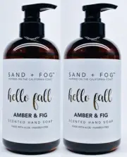 2 Sand + Fog HELLO FALL AMBER FIG Scented Liquid Hand Soap Wash 15.7 oz