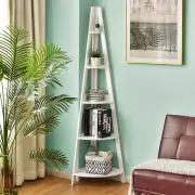 CostwayModern Corner Bookcase and Shelf with Strong Wooden Frame for Office