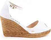 Viscata Aiguafreda Espadrille Canvas Wedges Spain Handmade 3 ½” Heel Women's Open Toe Sandals with Breathable Organic Cotton Canvas and 100% Natural Jute Midsole for all Occasions: Casual, Work, Party