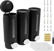 Shampoo and Conditioner Dispenser, 500ml Shower Soap Dispenser with Clear Window, Wall Mounted Body Wash Pump for Shower, Refillable Body Wash Bottles for Home Hotel SPA Use (Black)