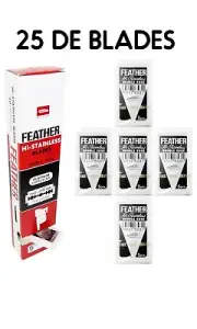25 Platinum Coated Blades Feather Safety Razor Blade Double Edge classic Shaving