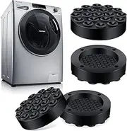 Zikenis Vibration Damper Washing Machine Universal, Pack of 4 Vibration Dampers, Anti-Vibration Mat, Washing Machine Feet, Non-Slip Silicone Pad for Washing Machine, Tumble Dryer, Refrigerator, Table