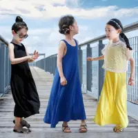 在飛比找momo購物網優惠-【橘魔法】背心沙灘長裙洋裝 (大童 連身裙 兒童洋裝 女童 