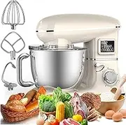 Electric Stand Mixer 1600W, 6.5QT LCD Display Kitchen Food Mixer, 6 Speed Dough Mixer, Tilt-Head Kitchen Mixer with Stainless Steel Bowl, Beater, Dough Hook, Whisk for Baking,for Home Cook
