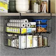 Couwilson Under Shelf Basket Storage 2Pack - 12.6in Metal Under Cabinet Shelf, Hanging Wire Basket Shelves, Undershelf Storage Basket for Kitchen Pantry Bookshelf