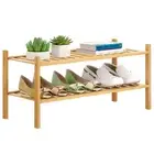 Bamboo Shoe Rack Stackable Shelf Storage Organizer for Unit Entryway Hallway