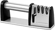 Knife Sharpener, 4 in 1 Kitchen Blade and Scissors Sharpening Tool, Professional Chef's Kitchen Knife Accessories, Manual Knife Sharpeners(Silver)