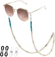[Knagsfa] Eyeglass Chains for Women Sunglasses Strap Wooden Bead Chain Natural Stone Beaded Mask Lanyard Chain
