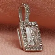 2CT Emerald Cut Simulated Diamond Womens Solitaire Pendant 14k White Gold Finish