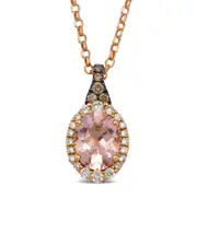 Le Vian Checkerboard Semiprecious 14K Rose Gold 1.63 ct. tw. Diamond & Morganite Pendant