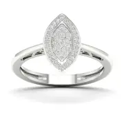 10K White Gold Diamond Marquise Shaped Engagement Ring Size 8 (0.15ct/SI2,H-I)