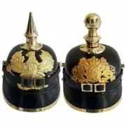 SET OF 2 PCS WW2 German Pickelhaube Spiked Leather Officer Helmet WW1 Helmet