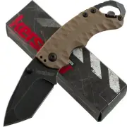 Kershaw Desert Tan Handle Shuffle II Linerlock Pocket Knife Blackwash Blade