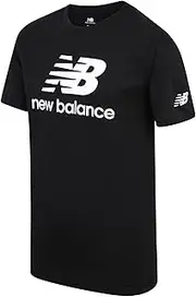 [New Balance] Boys' T-Shirt - Cotton Core Stacked Logo Shirt for Boys - Kids Youth Athletic Crewneck Short Sleeve Tee (8-20)