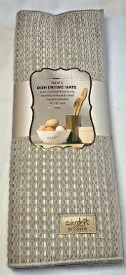 COLORDRIFT DRYING MATS (2) GRAY TEXTURED 16 X 19 100% POLYESTER NIP