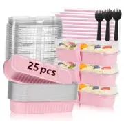 with Lids and Spoons Sealing Sticker, 6.8oz Mini Cake 25 Pack Mini Loaf Pans