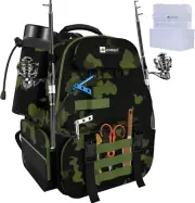45L Fishing Backpack with 4 Tackle Boxes, Large Fishing Tackle Backpack with Rod
