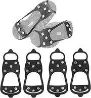 [LILAMUSE] 2 Pairs Non Slip Gripper Spikes for Shoes, Ice Cleats Shoe Spikes for Snow and ice with Durable 8 Stainless Steel Studs Crampons, Hunting Gear Winter Hiking Climbing Ice Fishing