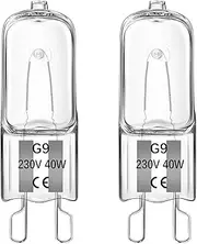 Liuyife G9 40 W Halogen Oven Lamp, Warm White, Dimmable, 230 V, 2700 K, 520 LM, Heat Resistant 300 °C, Suitable for Oven Lamps, Microwave Ovens, Table Lamps, Pack of 2