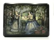 Exclusive Lacquer Box "Hide And Seek" , Hand Painted, Papier Mache, Jewelry
