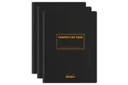 3x Rhodia B5 Composition Book Office Stationery Notebook Ruled w Margin Black