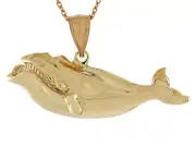 10k or 14k Yellow Gold High Polish Sea Life Fishing Stunning Whale Pendant